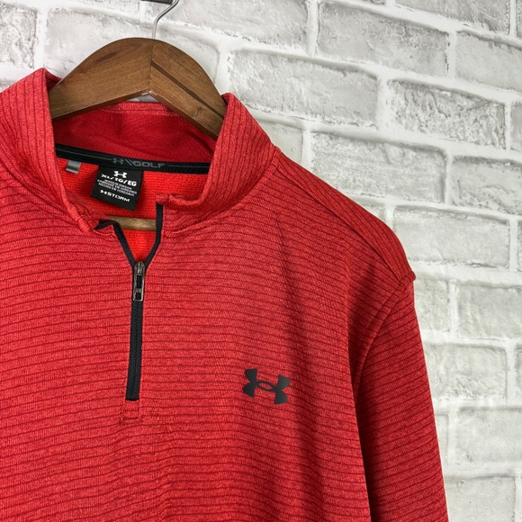 Under Armour Golf Storm Soft Red Fine Striped Quarter Zip Pullover Jacket Men XL - Picture 2 of 8